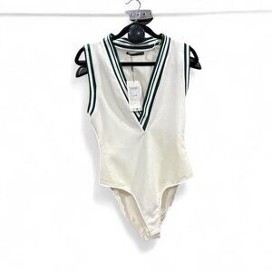 Zara Women's White and Cream Bodysuit